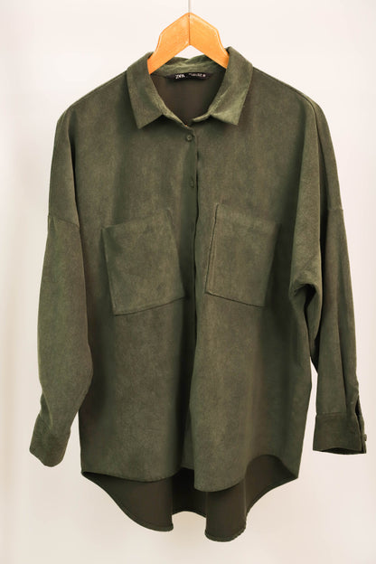 Chemise en velours kaki Zara Taille L