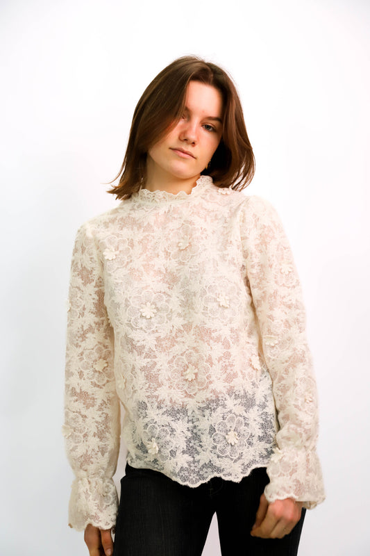 Blouse en dentelle écrue Kilky Taille S - NEUF
