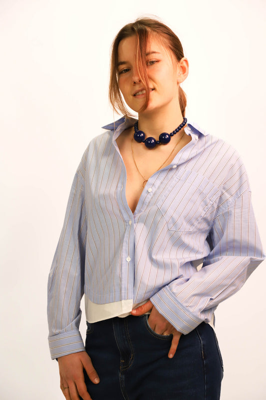 Chemise rayée bleu et blanche Mango Taille XS