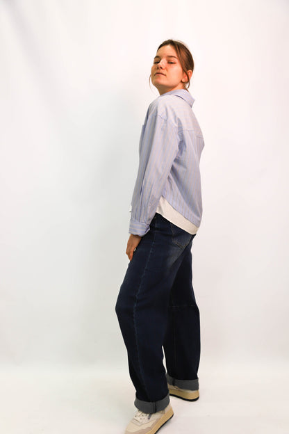 Chemise rayée bleu et blanche Mango Taille XS