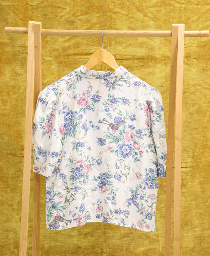 Chemisier blanc & imprimé bleu, Taille XL