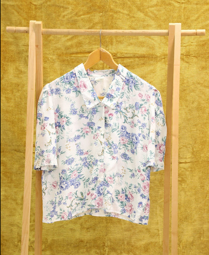 Chemisier blanc & imprimé bleu, Taille XL