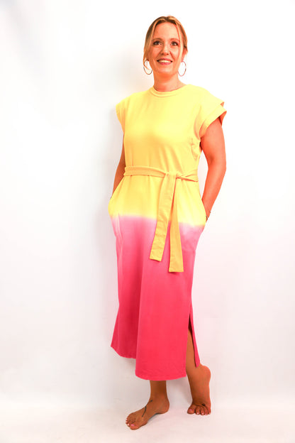 Robe jaune et rose Pohême Taille Unique - NEUF