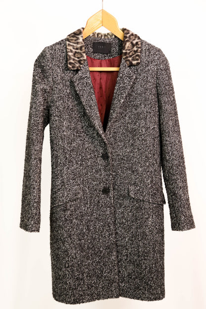 Manteau gris chiné col léopard IKKS Taille XS