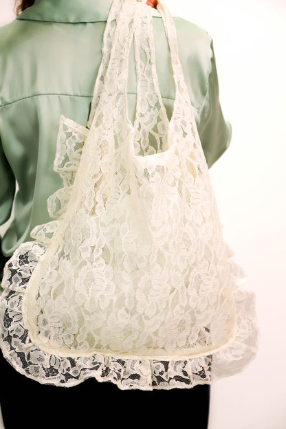 Sac en dentelle fleurie écru Jolie Mantille / Fringuette La Ligne