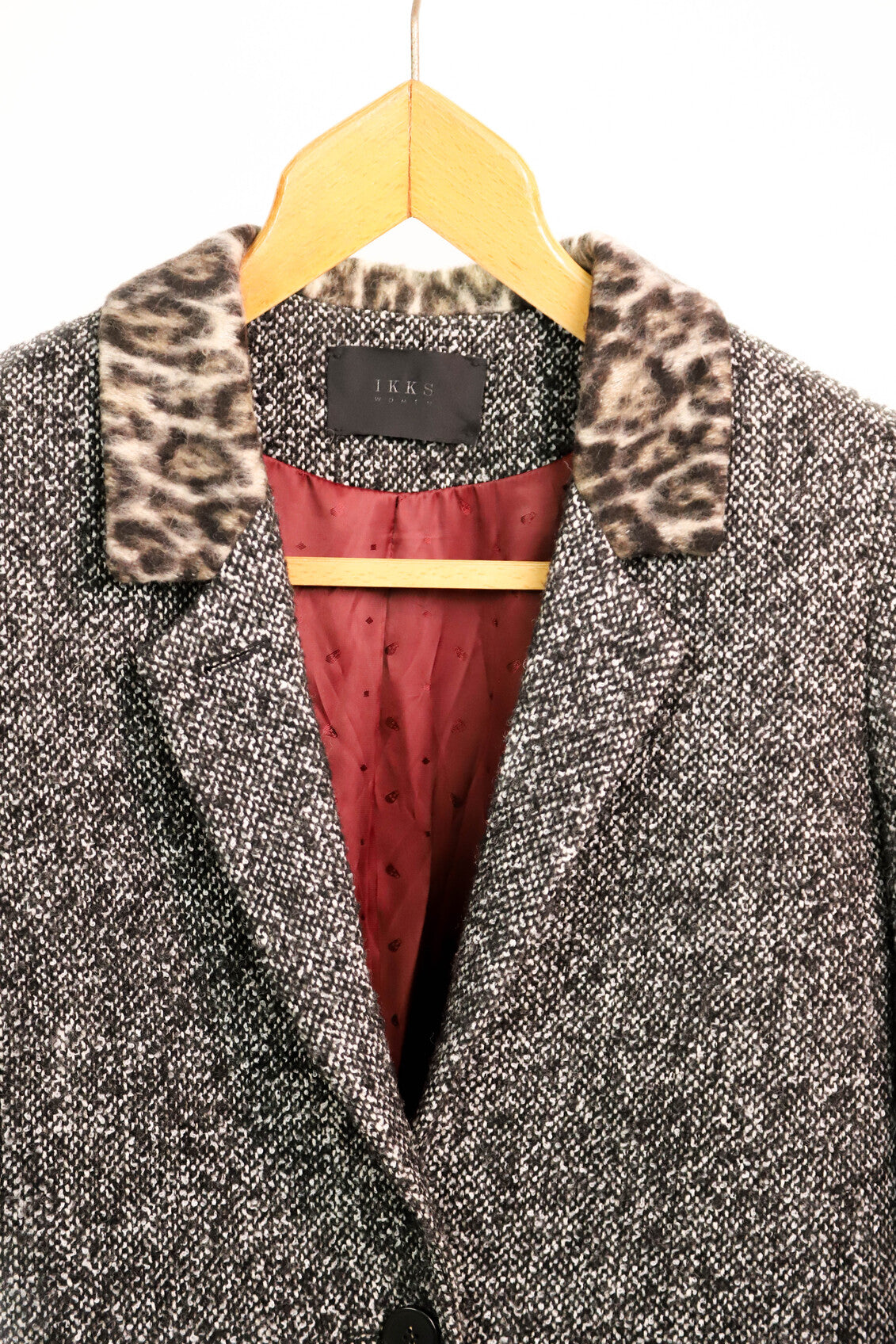 Manteau gris chiné col léopard IKKS Taille XS