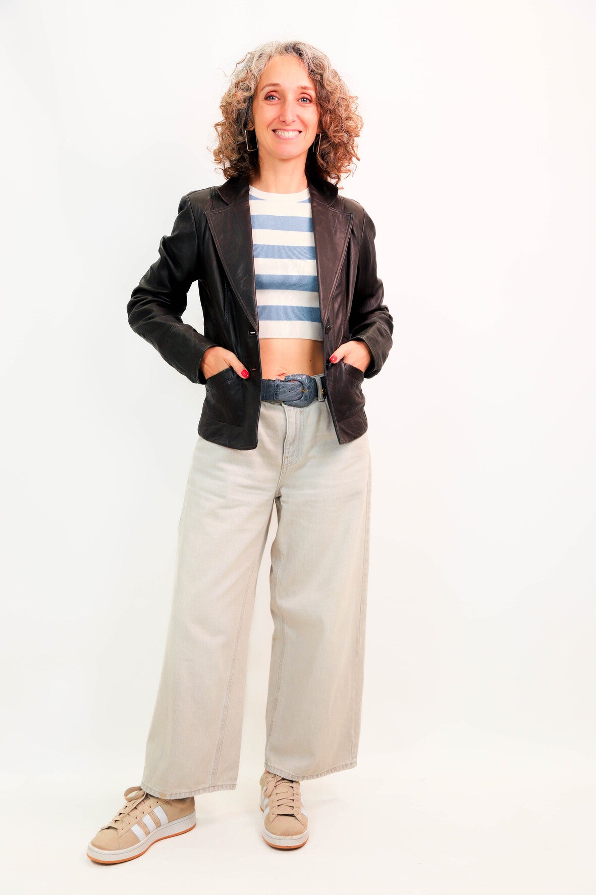 Veste blazer en cuir marron Armand Ventilo Taille M