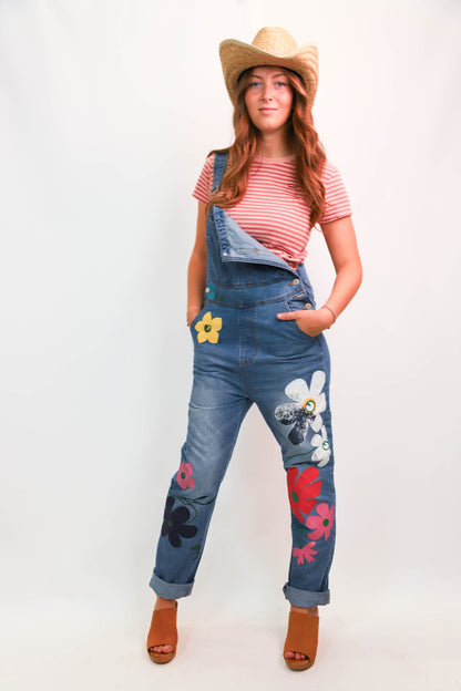 Salopette bleue fleurie Misslook Taille S