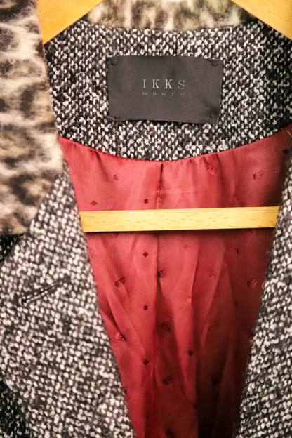 Manteau gris chiné col léopard IKKS Taille XS