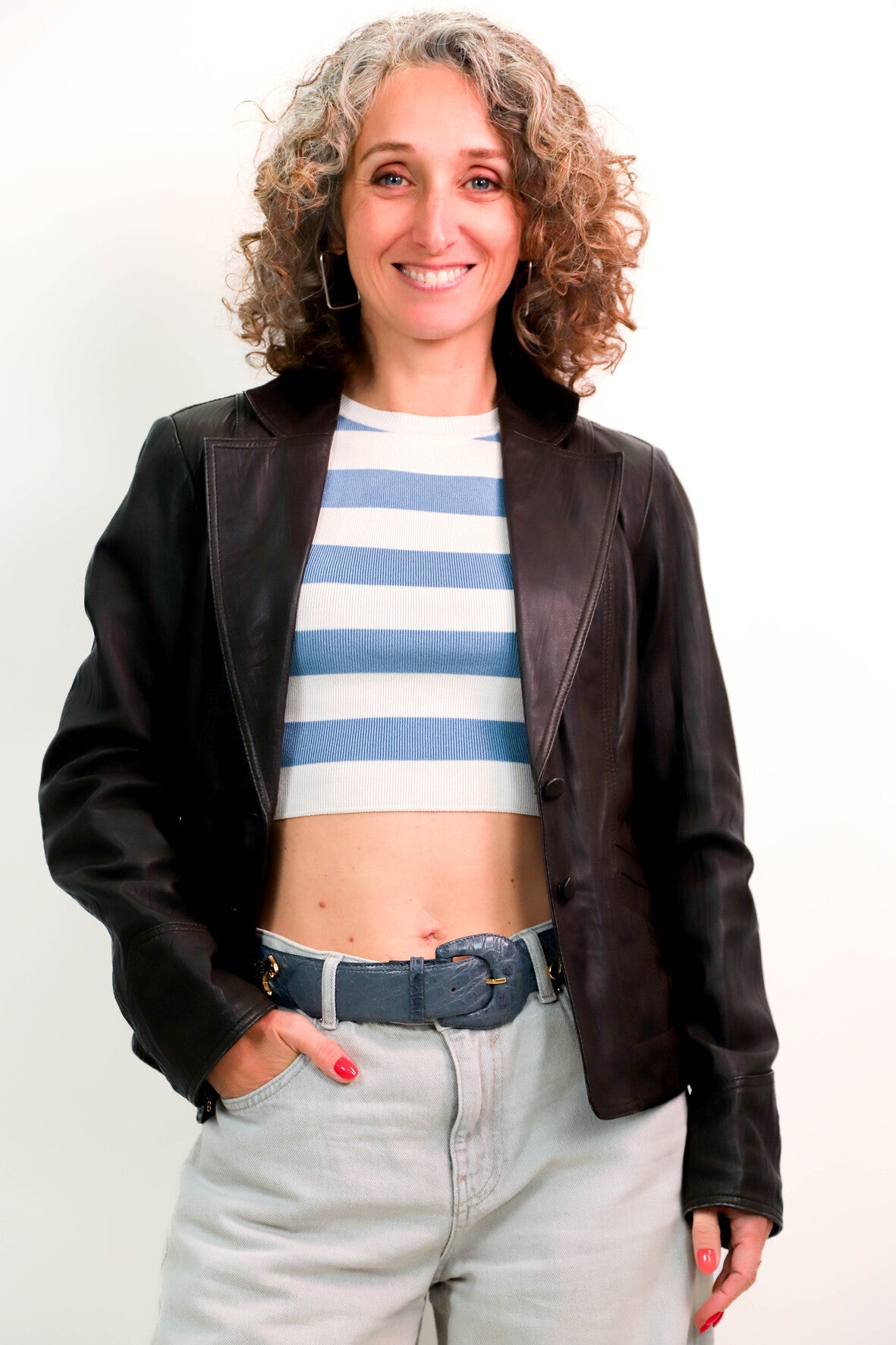Veste blazer en cuir marron Armand Ventilo Taille M