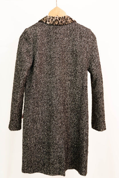 Manteau gris chiné col léopard IKKS Taille XS