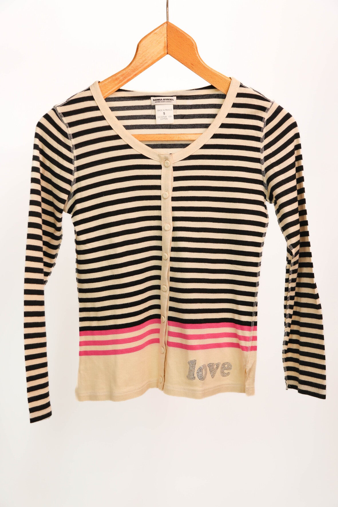 Gilet rayé noir et beige Sonia Rykiel Taille S