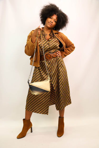 Sac pochette en bâche de vitrine upcyclée beige, Fringuette La Ligne