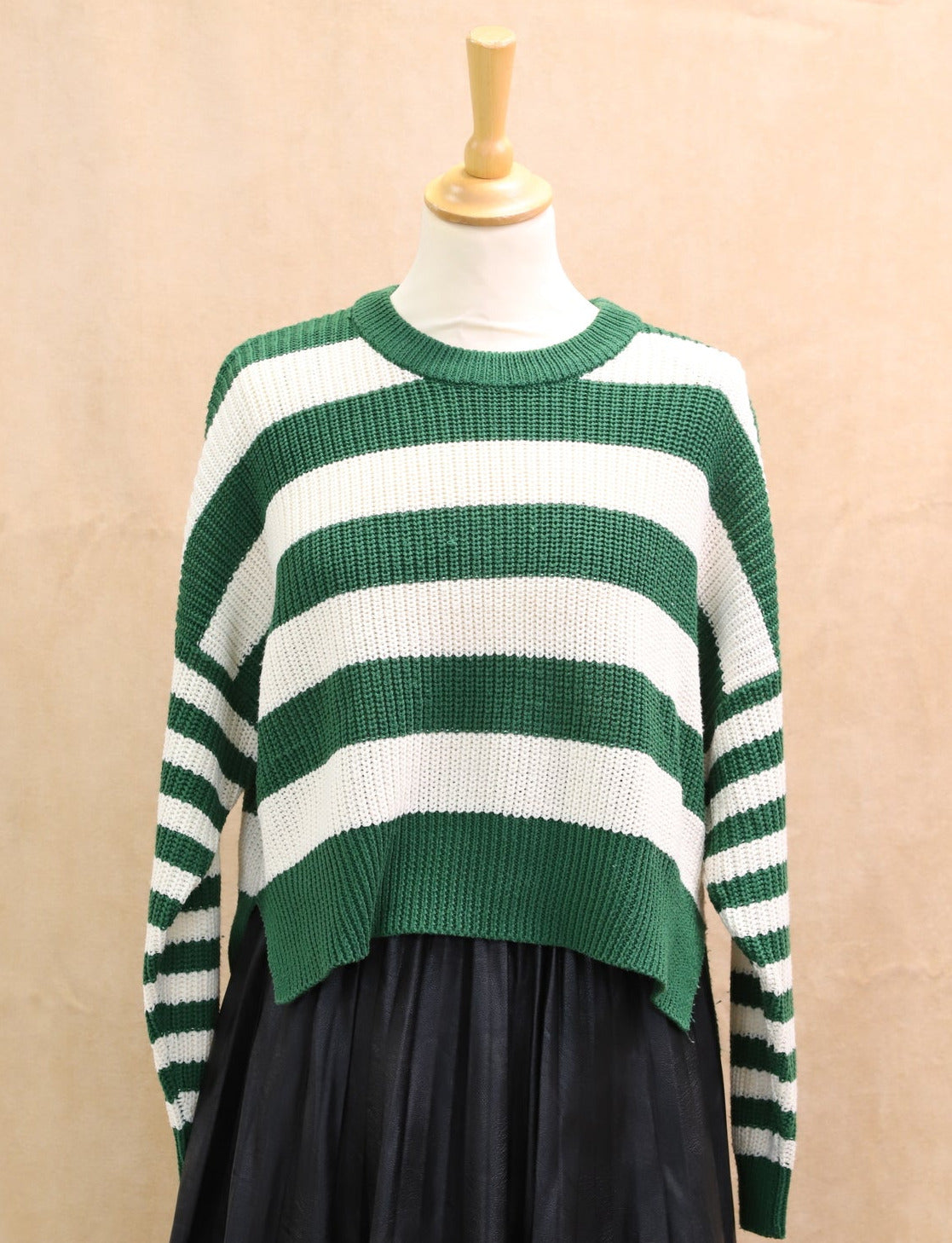 Pull rayé vert et blanc, Stradivarius, Taille S