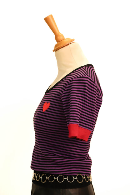 T-shirt rayé violet et noir Sonia Rykiel Taille S