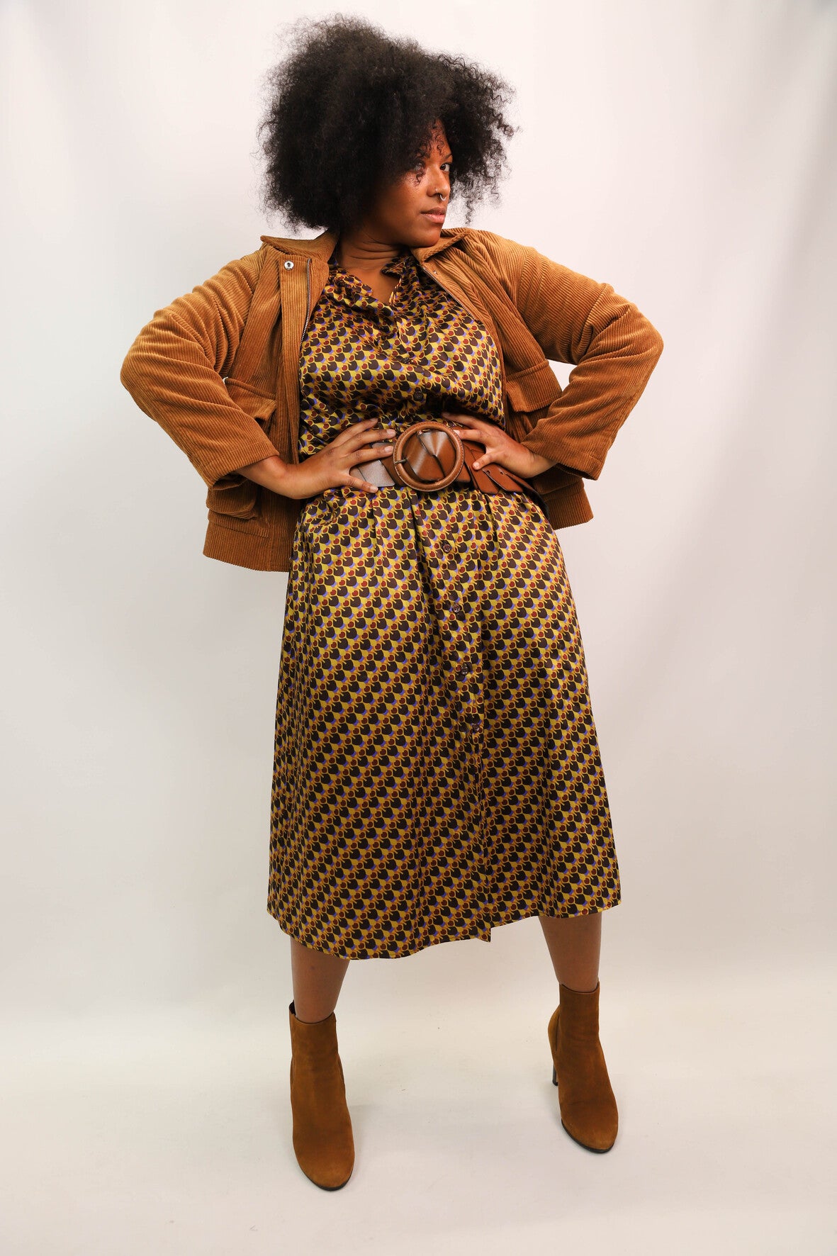 Veste bombers en velours marron Daphnea Taille S