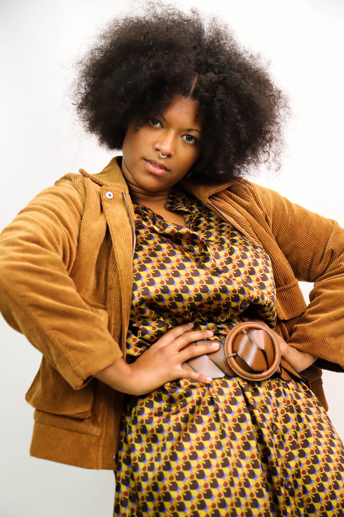 Veste bombers en velours marron Daphnea Taille S