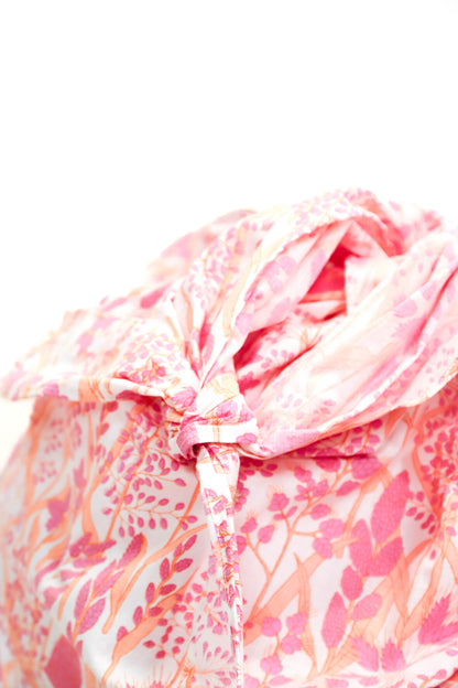 Cabas oversize fleuri rose et orange Fringuette La Ligne