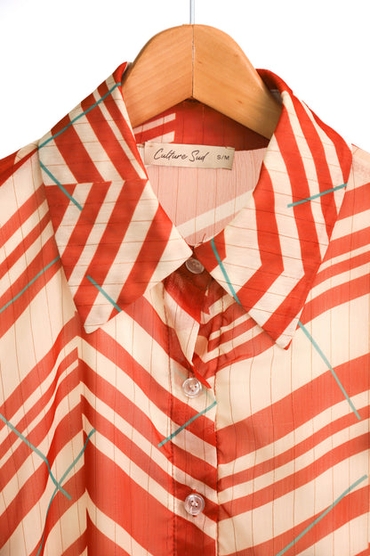 Chemise beige et rouille Culture Sud Taille S/M