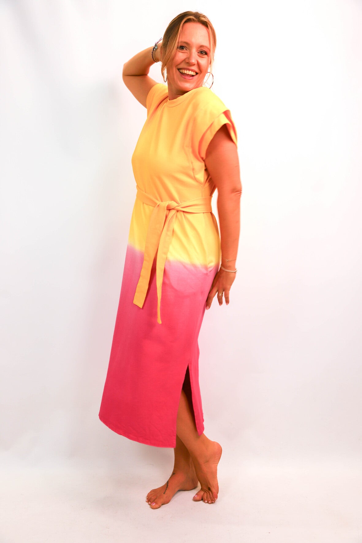 Robe jaune et rose Pohême Taille Unique - NEUF