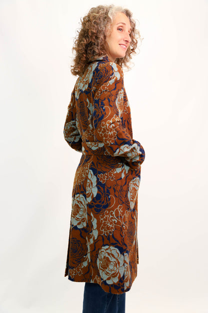 Manteau fleuri marron et bleu AP by Bruphils Taille S