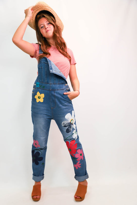 Salopette bleue fleurie Misslook Taille S