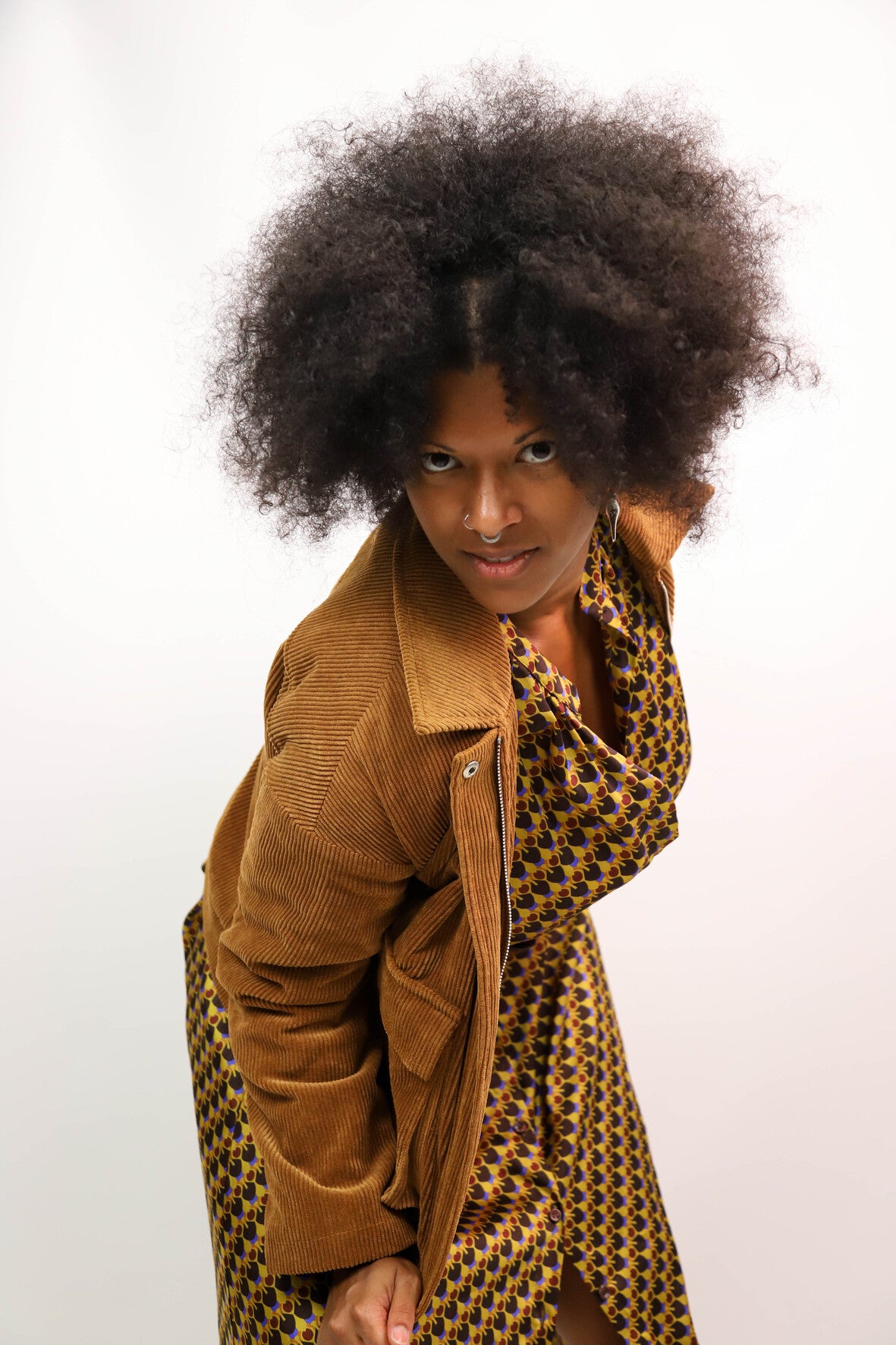 Veste bombers en velours marron Daphnea Taille S