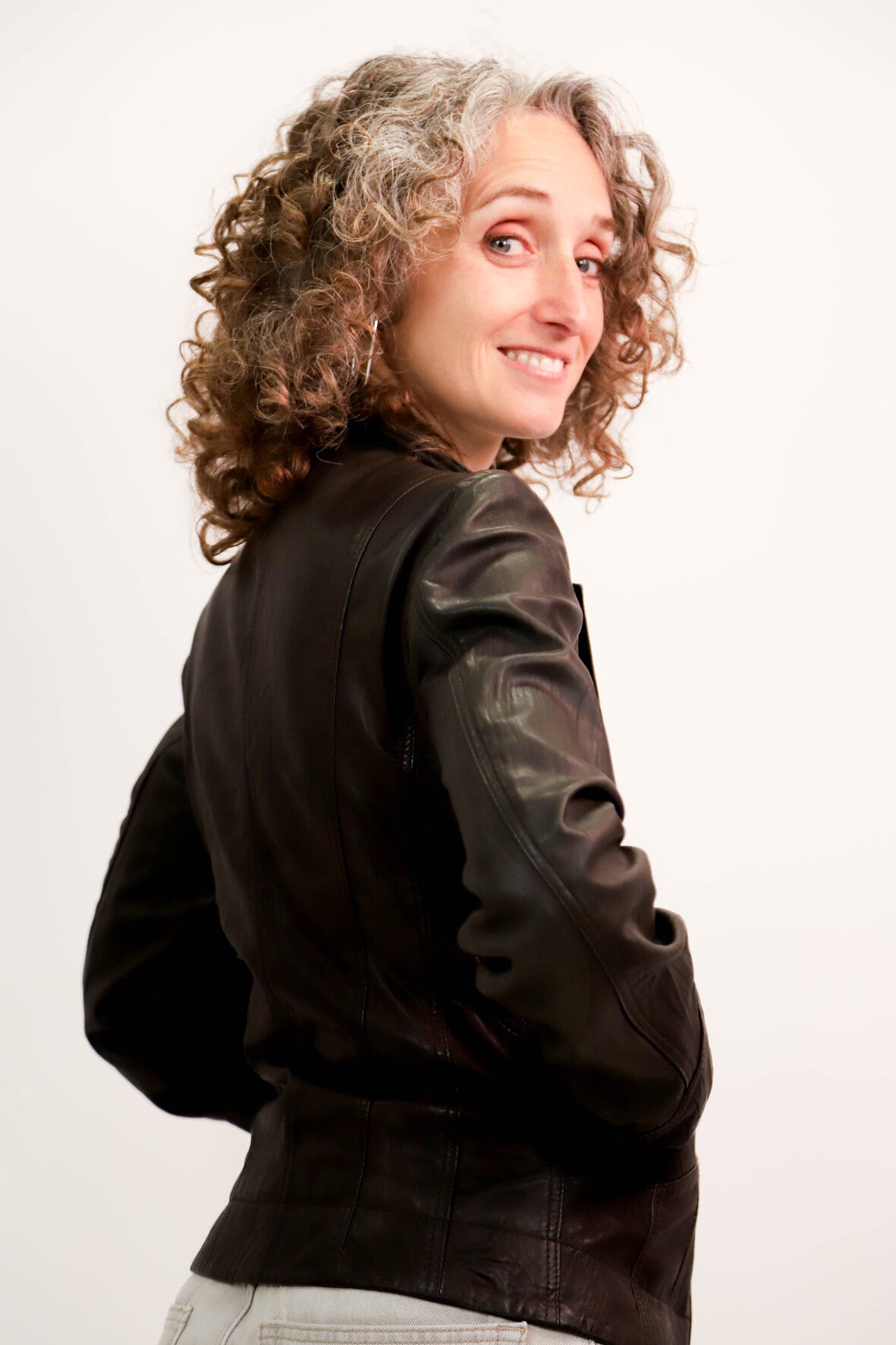 Veste blazer en cuir marron Armand Ventilo Taille M