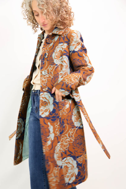 Manteau fleuri marron et bleu AP by Bruphils Taille S