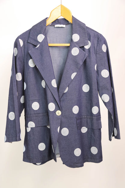 Blazer bleu à pois blanc Made in Italy Taille Unique - NEUF