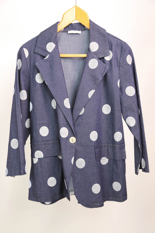 Blazer bleu à pois blanc Made in Italy Taille Unique - NEUF