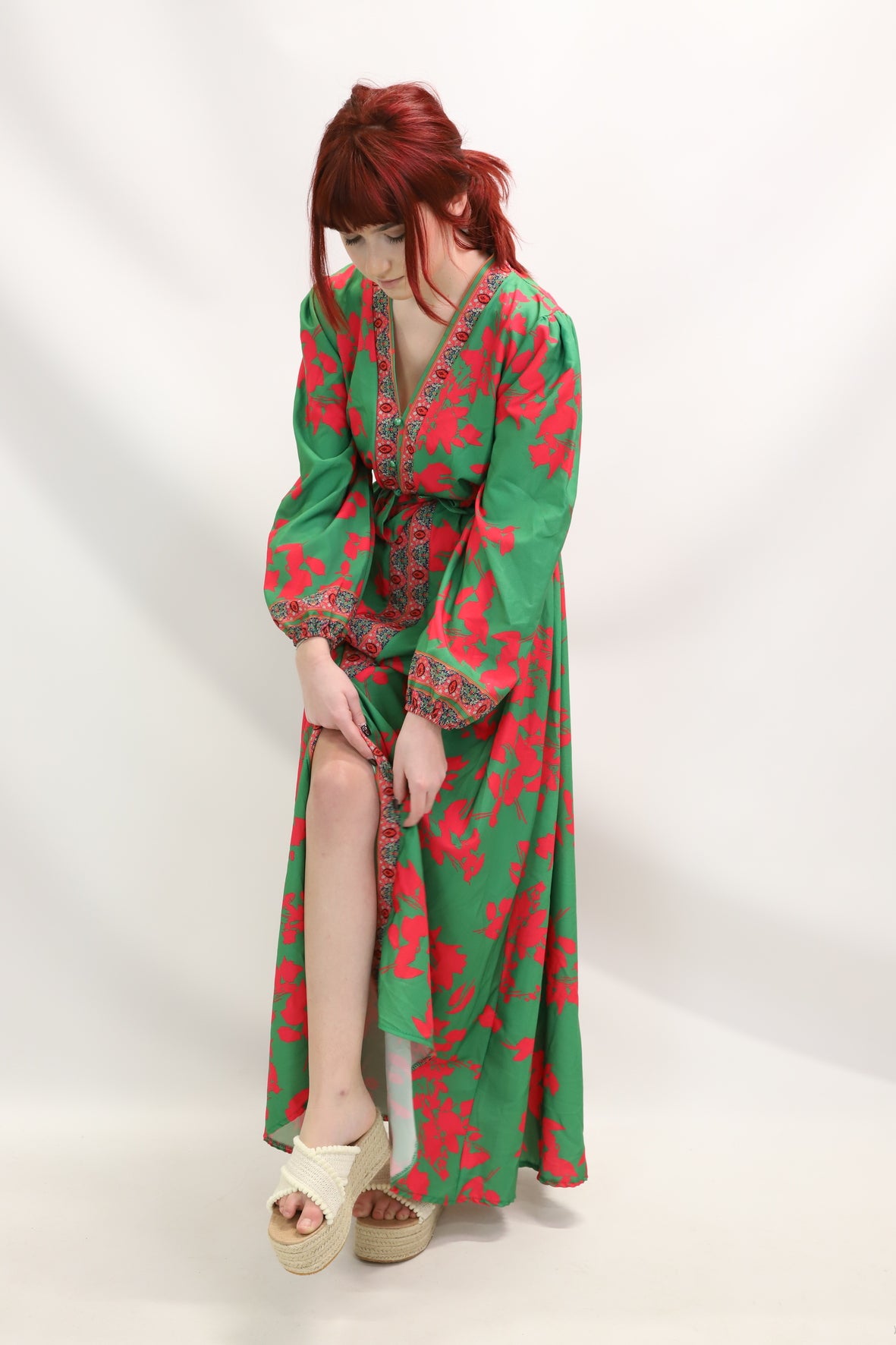 Robe verte et rose Mybel Taille L