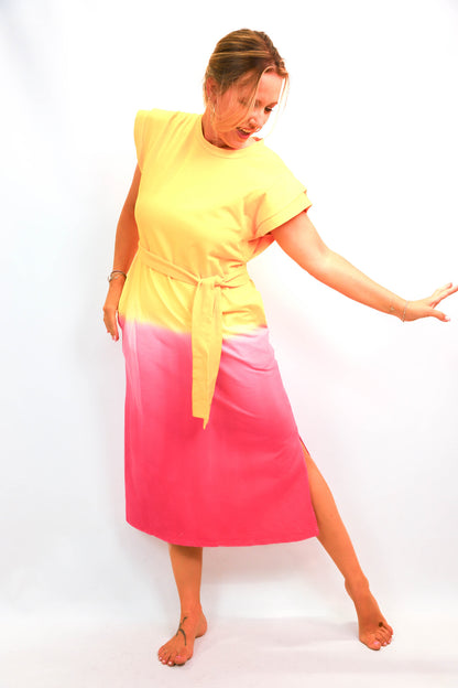 Robe jaune et rose Pohême Taille Unique - NEUF
