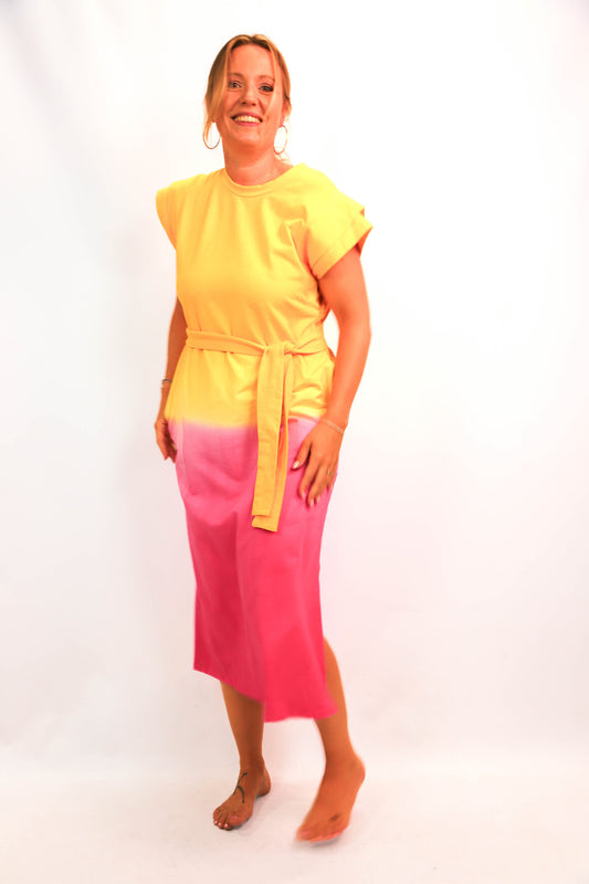 Robe jaune et rose Pohême Taille Unique - NEUF