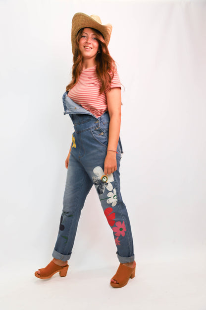 Salopette bleue fleurie Misslook Taille S