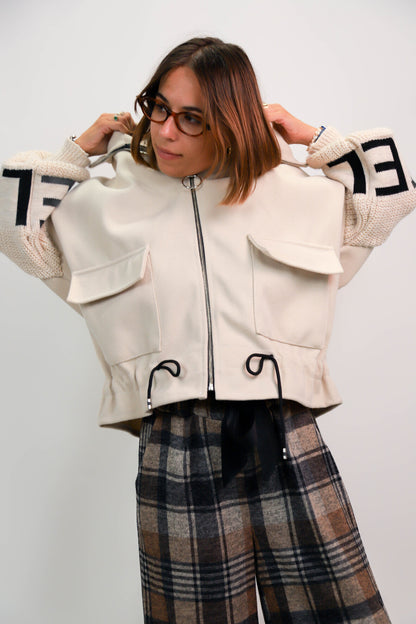 Pantalon à carreaux beige et noir Taille XS