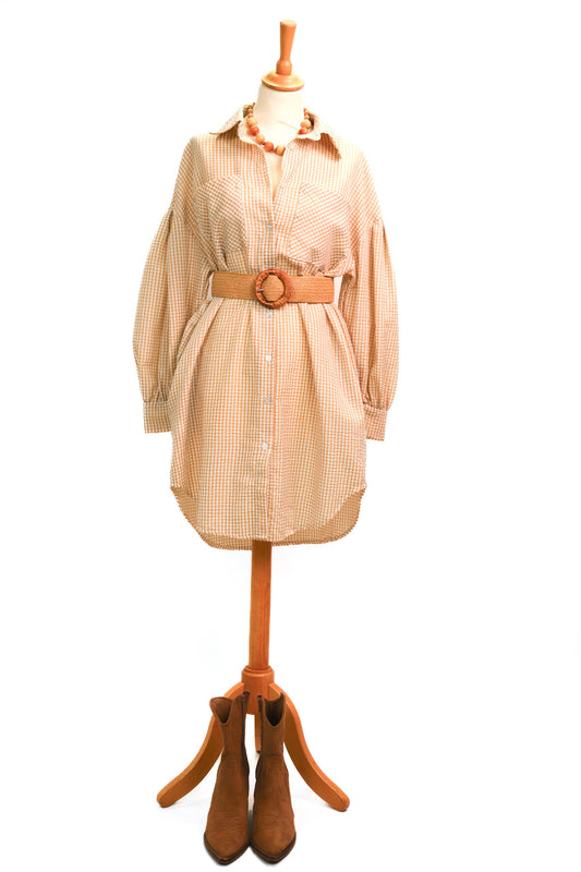 Robe vichy beige Andromède Unique - NEUF