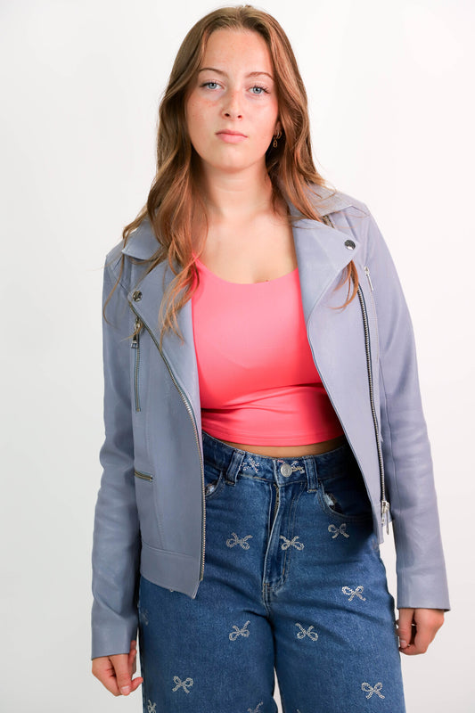 Perfecto en cuir bleu Karl Legerfeld Taille M