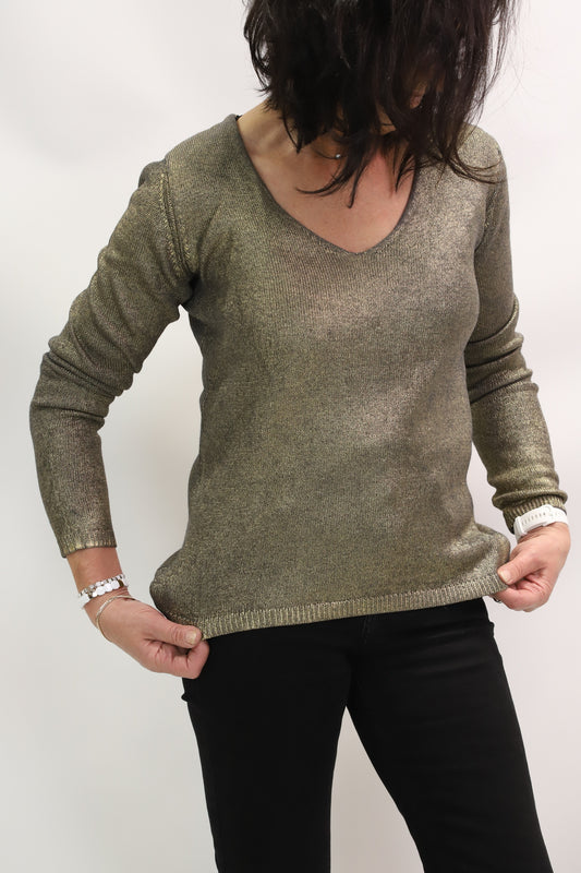 Pull gris doré Majestic Filatures Taille S