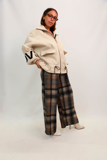 Pantalon à carreaux beige et noir Taille XS