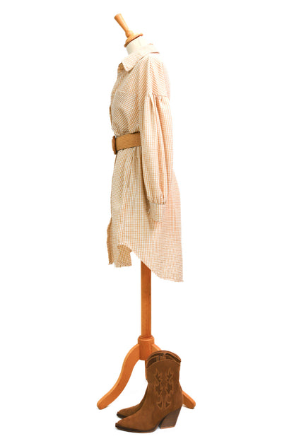 Robe vichy beige Andromède Unique - NEUF