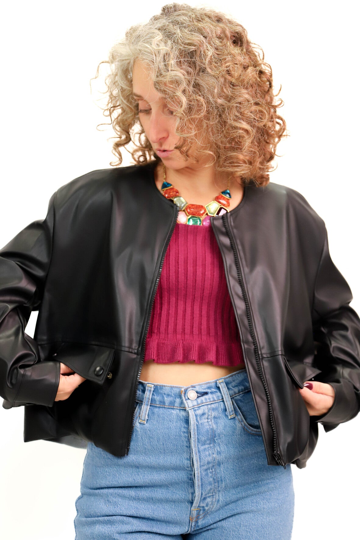 Pull court violet Taille S