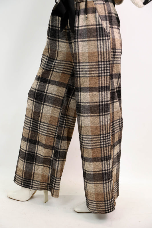 Pantalon à carreaux beige et noir Taille XS