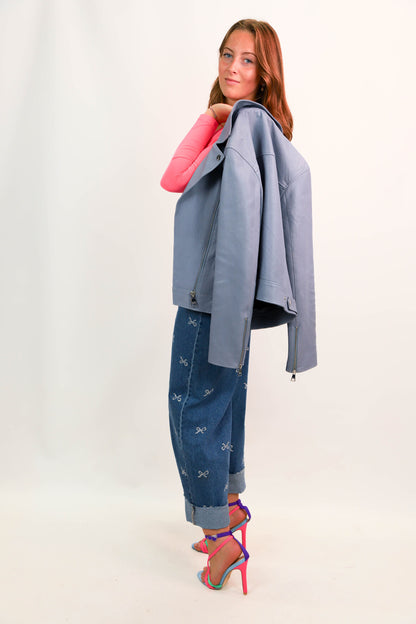 Perfecto en cuir bleu Karl Legerfeld Taille M