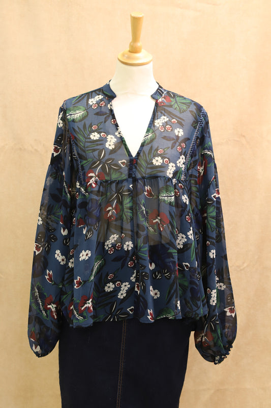 Blouse bleue avec imprimé, Grace & Mila,Taille M