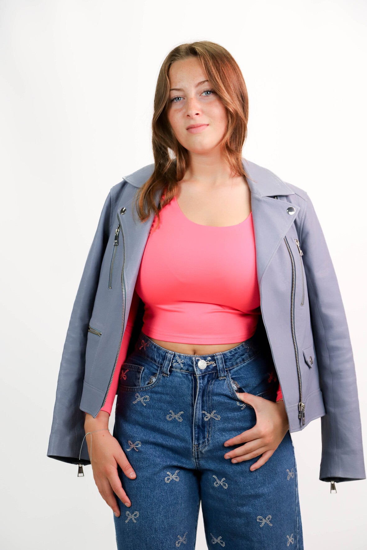 Perfecto en cuir bleu Karl Legerfeld Taille M