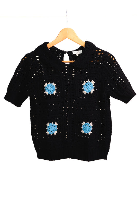 Pull en crochet bleu Claudie Pierlot Taille S