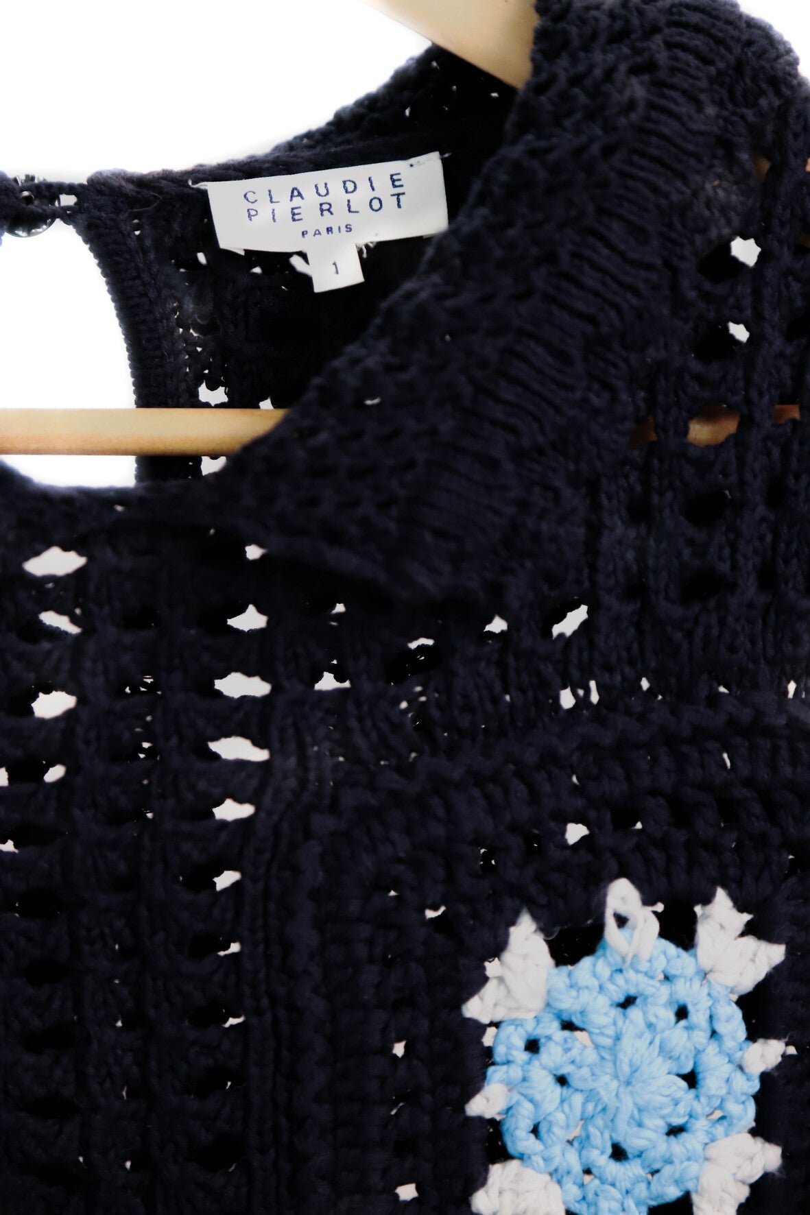 Pull en crochet bleu Claudie Pierlot Taille S