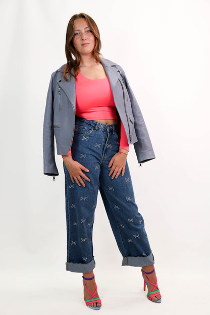 Perfecto en cuir bleu Karl Legerfeld Taille M