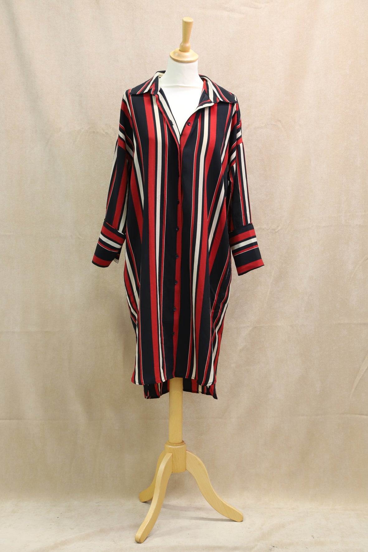 Robe rayée, noire, rouge et beige,  Grace & Mila, Taille M